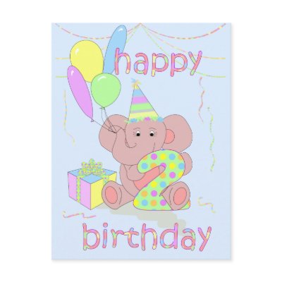 2nd Birthday Elephant Card for Boys Postcard by pooja1008