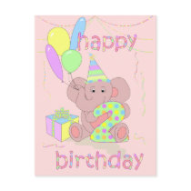 2nd Birthday Elephant Card for Girls Post Card