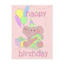 2nd Birthday Elephant Card for Girls postcards