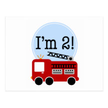2nd Birthday Firetruck Postcard
