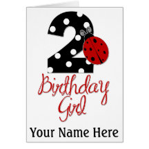 2nd Birthday Girl - Ladybug - 2 Lady Bug Card