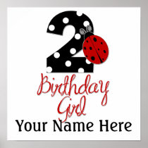 2nd Birthday Girl - Ladybug - 2 Lady Bug Print
