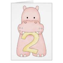 2nd Birthday Hippo (pink) cards