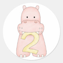 2nd Birthday Hippo (pink) stickers