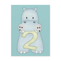 2nd Birthday Hippo Post Card