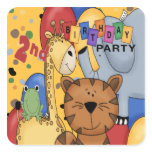 2nd Birthday Party Square Stickers