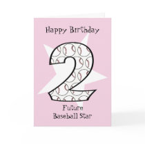 2nd Birthday Pink Baseball Star Card