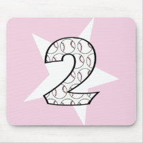 2nd Birthday Pink Baseball Star Mousepad