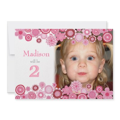 2nd Birthday Pink Party Number Photo Invitation by Pip_Gerard
