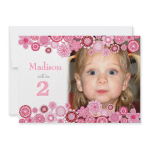 2nd Birthday Pink Party Number Photo Invitation