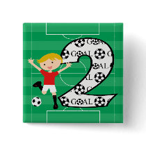 2nd Birthday Red and White Soccer Goal Button