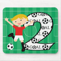 2nd Birthday Red and White Soccer Goal Mousepad