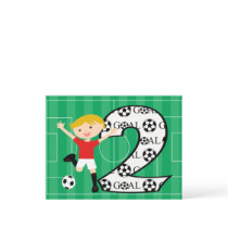 2nd Birthday Red and White Soccer Goal Postcard