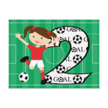 2nd Birthday Soccer Girl Red and White Post Cards