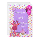 2nd Birthday Spots Giraffe Cupcake Balloons Mauve invitations