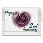 2nd Wedding Anniversary - Purple Rose Heart Greeting Cards