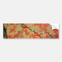 30. 紅葉小禽図, 若冲 Maple & Small Birds, Jakuchū Bumper Stickers