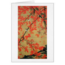 30. 紅葉小禽図, 若冲 Maple & Small Birds, Jakuchū Greeting Cards