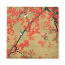 30. 紅葉小禽図, 若冲 Maple & Small Birds, Jakuchū Magnets