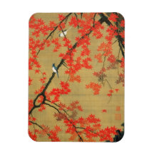 30. 紅葉小禽図, 若冲 Maple & Small Birds, Jakuchū Flexible Magnet