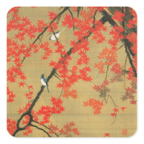 30. 紅葉小禽図, 若冲 Maple & Small Birds, Jakuchū Stickers