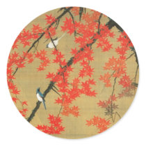 30. 紅葉小禽図, 若冲 Maple & Small Birds, Jakuchū Stickers
