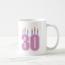 30 Birthday Candles (Pink / Purple) Coffee Mug
