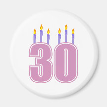 30 Birthday Candles (Pink / Purple) Magnets