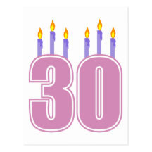 30 Birthday Candles (Pink / Purple) Postcards