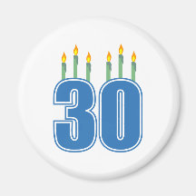 30 Candles (Blue / Green) Fridge Magnet