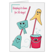 30 Days Recovery Congratulations Clean Time Card