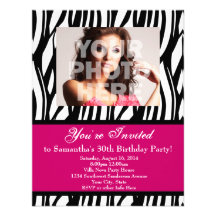 30 Pink Zebra Swirl Custom Invitations