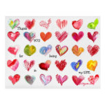 30 Thank You Valentine Hearts Postcard