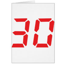 30 thirty red alarm clock digital number greeting card