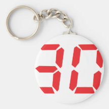 30 thirty red alarm clock digital number key chain