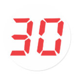 30 thirty red alarm clock digital number sticker