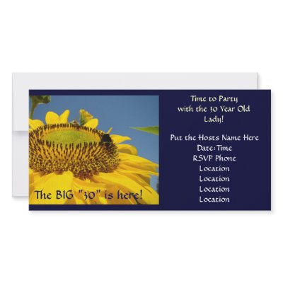 30 Year Old Lady! Birthday Party Invitation Flower by Basleeartprintgifts