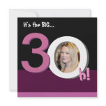 30th Big 3Oh! Photo Template Birthday Party -Pink Personalized Announcement