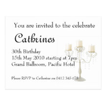 30th Birthday candelabre invitation Post Card