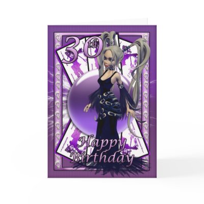 30th birthday car, happy 30th birthday goth doll greeting cards by moonlake
