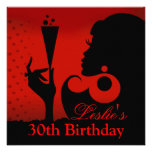 30th Birthday Cocktail Party red Custom Invitation