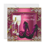 30th Birthday Party Dark Pink Gold Black Floral invitations