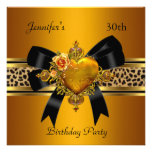 30th Birthday Party Gold Heart Jewel Leopard Personalised Invitations