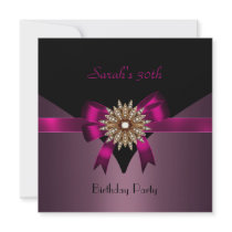 30th Birthday Party Jewel Bow Black Purple Pink