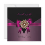 30th Birthday Party Jewel Bow Black Purple Pink invitations