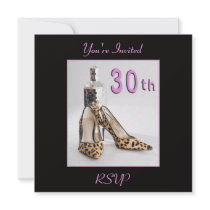 30th Birthday Party Leopard Shoe Invitation
