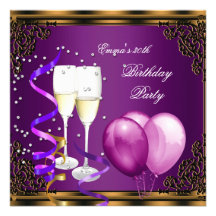 30th Birthday Party Purple Plum Gold Balloons Announcement