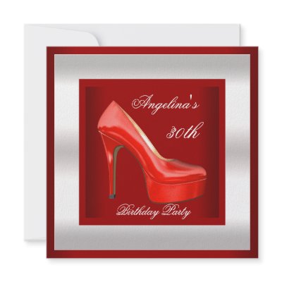 30th Birthday Party Silver Red High Heel Shoes by Zizzago