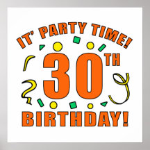 30th Birthday Party Time Posters