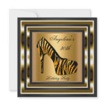 30th Birthday Party Zebra Wild Black Gold Shoe invitations